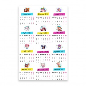 Colorful Animals - 2022 Wall Calendar Poster