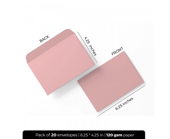 Pink Envelopes for Craft, Letters, Poetry, Cards, Invites - Pack of 20 - 6.25*4.25 inches