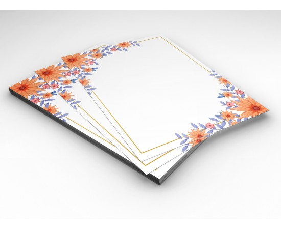 Wistful Floral A5 Letter Stationary Paper - Pack of 24 - with complimentary Kraft Envelopes