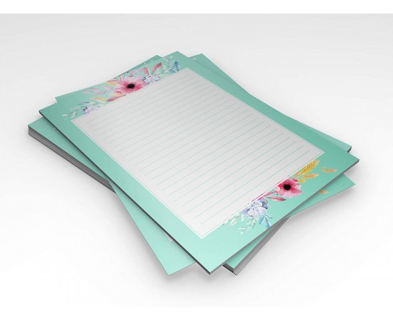 Aqua Island A5 Letter Stationary Paper - Pack of 24 - with complimentary Kraft Envelopes