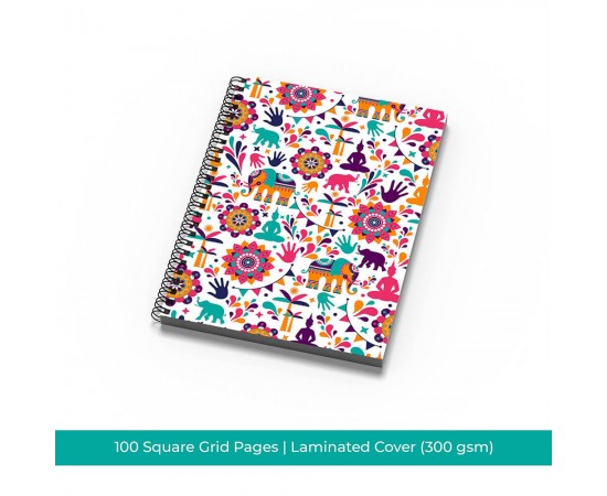 Jewels of India - 100-page Square Grid Notebook