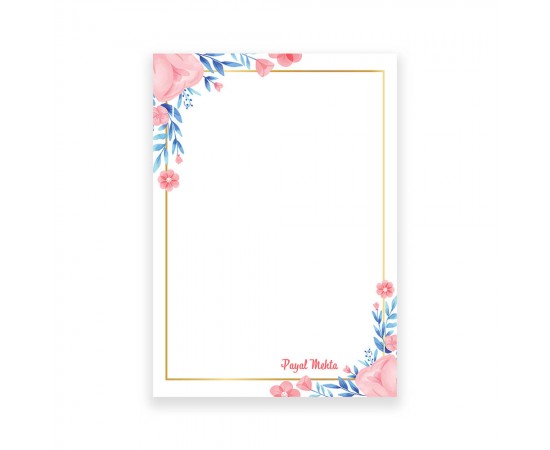 Watercolor Cornflower A4 Letter Stationary Paper - Pack of 15 - with complimentary Kraft Envelopes